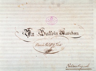 Página de título da primeira edição da partitura de Un ballo in maschera, ópera de Giuseppe Verdi de Anonymous Anonymous