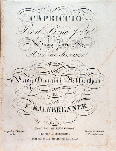 Página de título da partitura musical de Capriccio de F Kalkbrenner de Anonymous Anonymous