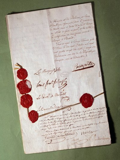 Tratamento de Campoformio (Campo Formio, Campo-Formio) assinado por Napoleão Bonaparte (1769-1821) de Anonymous Anonymous