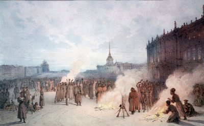 O czar Nicholas I e seus soldados durante o 14 de dezembro de Anonymous Anonymous