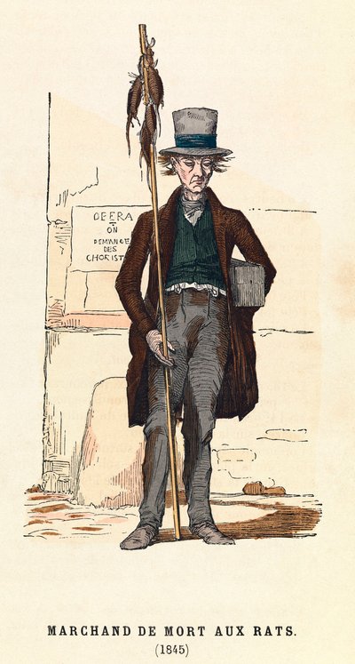 Vendedor de veneno de rato em 1845 em Paris, gravura, coleção particular - Vendedor de veneno de rato em Paris de Anonymous Anonymous