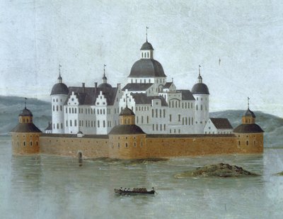 Vista de Kalmar com o Castelo de Kalmar, Suécia ... (aguarela) de Anonymous Anonymous