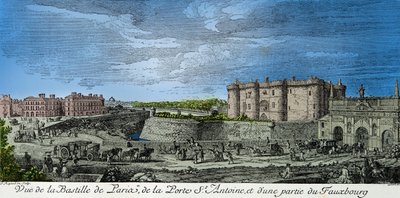 Vista da Bastilha de Paris, da Porta de Santo Antônio e parte do faubourg no século XVIII, Gravura, Coleção particular de Anonymous Anonymous