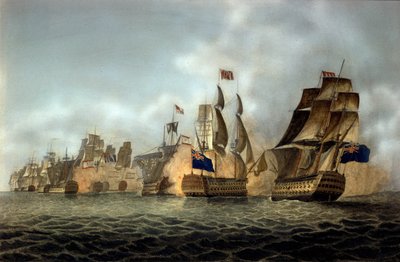 Vista da Batalha do Cabo Saint-Vincent em 14/02/1797 Gravura de 1798 de Anonymous Anonymous