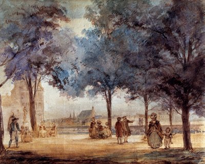 Vista do terraço Tuileries em Paris, em 1786. de Anonymous Anonymous