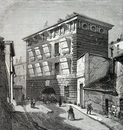 Vista da antiga prisão de La Force, rue du roi de Sicily em Paris no século XIX, Gravura, Colecção privada de Anonymous Anonymous