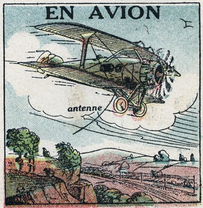 Telefonia sem fio: por avião. Ilustração anônima de 1925. Coleção privada. de Anonymous Anonymous
