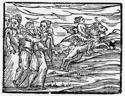 Bruxa montando uma cabra - "Compendium Maleficarum", negócios sobre bruxas, seu mal e suas faculdades por Francesco Maria Guazzo ou Guaccio ou Guaccius (15?? -16??) 1608 Coleção Privada de Anonymous Anonymous