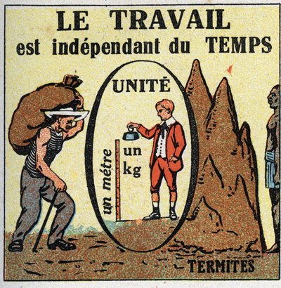 Trabalho e poder: o trabalho é dependente do tempo. Ilustração anónima a partir de 1925. Coleção privada. de Anonymous Anonymous