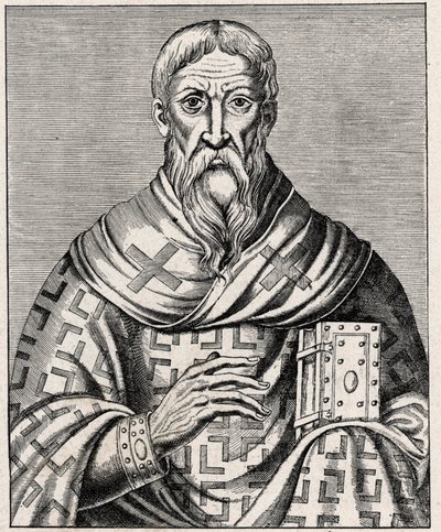 Retrato de Dionísio, o Areopagita - Retrato de São Negado o Areopagita (século I), eveque grego - Gravura depois de uma ilustração da "Vida de homens ilustres" de Thevet - In "Les Missions Catholiques au XIXeme Siecle" de Louis-Eugene (Loui de Anonymous Anonymous