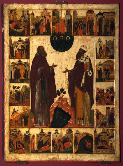 São Cirilo do Lago Branco e São Cirilo da Alexandria, segunda metade do século XVI. de Anonymous Russian icon painter