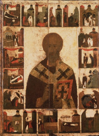 São Nicolau com cenas de sua vida, século XIV de Anonymous Russian icon painter