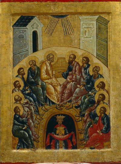 A Descida do Espírito Santo, 1497 de Anonymous Russian icon painter
