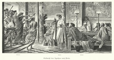 Banquete de Agaton e Platão, Grécia Antiga (gravura) de Anselm Feuerbach