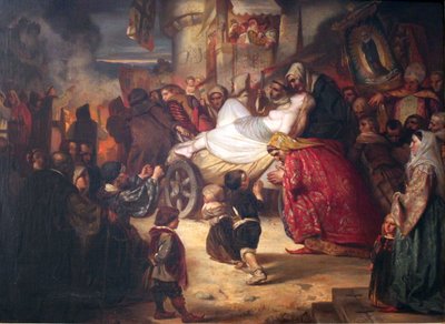 Jovem bruxa é levada à fogueira. de Anselm Feuerbach