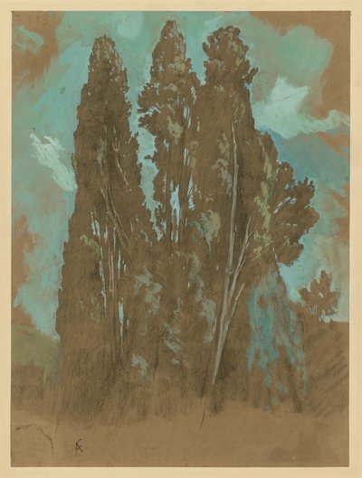 Estudo sobre os ciprestes de Anselm Feuerbach