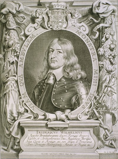 Frederico Guilherme (1620-88) Eleitor de Brandemburgo, de Retratos de Homens Ilustres, gravado por Petrus de Iode, publicado em 1706 de Anselmus van Hulle