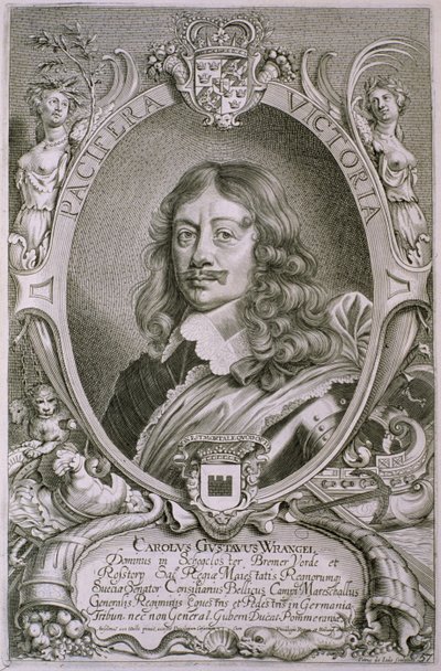 Karl Gustav Wrangel (1603-73) de "Retratos de Homens Ilustres", gravado por Petrus de Iode, publicado em 1706 de Anselmus van Hulle