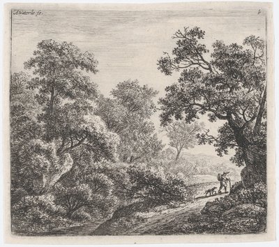 Um viajante e seu cão Le Voyageur et son Chien, século XVII. de Anthonie Waterloo