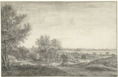 Vista das dunas de Haarlem com ruínas da casa em Kleve de Anthonie Waterloo