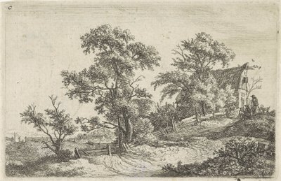 Casa num caminho sobre uma colina
Paisagens com figuras (título da série) de Anthonie Waterloo