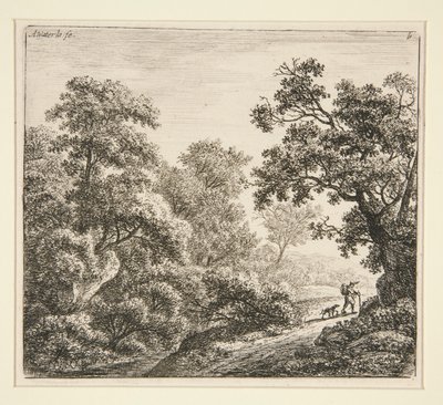 Paisagem (O viajante e o seu cão) de Anthonie Waterloo