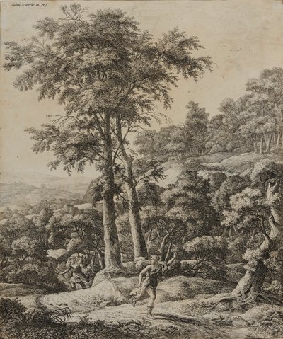 Paisagem com Caça (gravura) de Anthonie Waterloo