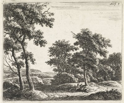 Pastores descansando debaixo de uma árvore Paisagens com árvores (título da série) de Anthonie Waterloo