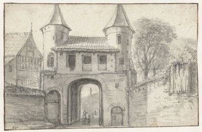 Portão da cidade em Hamburgo (?), visto de dentro de Anthonie Waterloo
