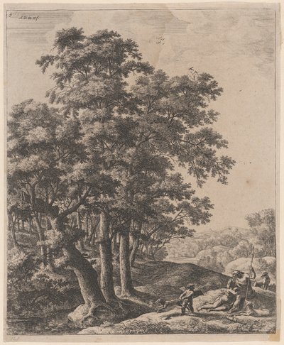 Vênus e Adonis, século XVII. de Anthonie Waterloo