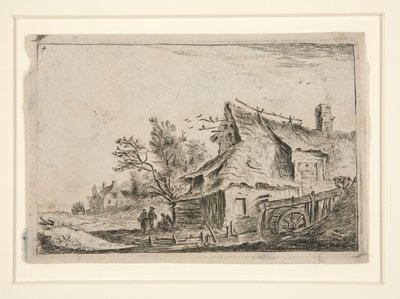 Aldeia com Moinho de Água, a partir de um conjunto de 12 gravuras paisagísticas de Anthonie Waterloo