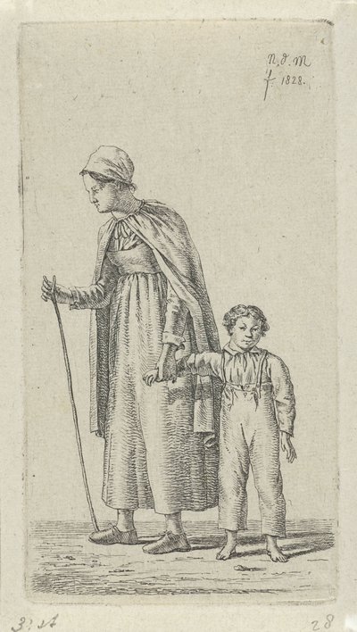 Mãe com um filho no braço
12 Figuras de estudo (título da série) de Anthonie Willem Hendrik Nolthenius de Man