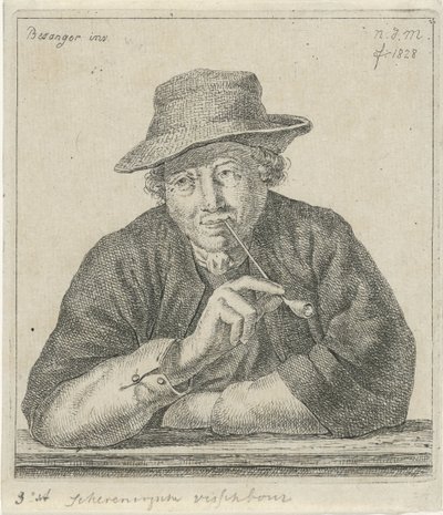 homem fumante Schevingsche piscicultor (título no objeto) de Anthonie Willem Hendrik Nolthenius de Man