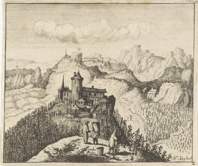 Paisagem montanhosa com vindimadores de Anthonie de Winter (attributed to)