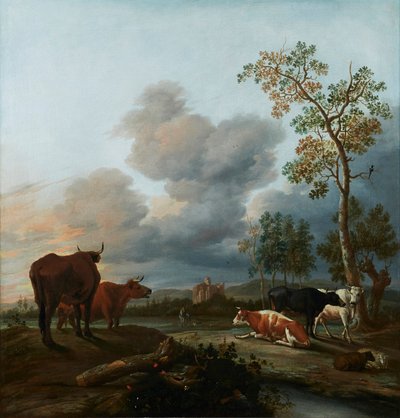 Holandês: Paisagem com vacas Paisagem com vacas de Anthonie van Borssom