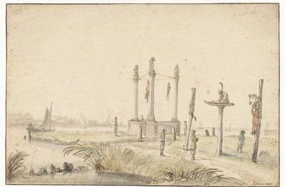 Campo de galos na borda do Volewijk de Anthonie van Borssom