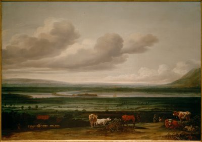 Paisagem do Baixo Reno perto de Kleve com a Fortaleza de Schenkenschanz, Hoch- e Niederelten de Anthonie van Borssom