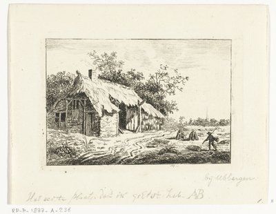 Fazendeiro de feno para uma fazenda perto de Ubbegen de Anthonie van den Bos