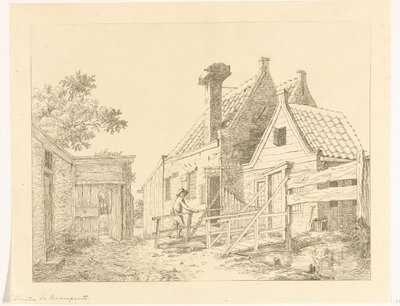 Rapazinho caminha através de ponte de madeira
Fora da Porta da Janela (título sobre o objecto) de Anthonie van den Bos
