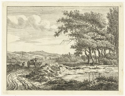 Carrinho em uma estrada rural perto das dunas de Anthonie van den Bos