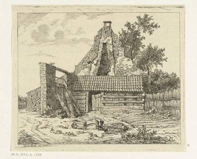 Cortador de junco para a ruína da casa Snaatburg em Maarssen de Anthonie van den Bos