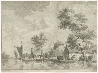 Paisagem fluvial com palheiro de Anthonij van der Haer