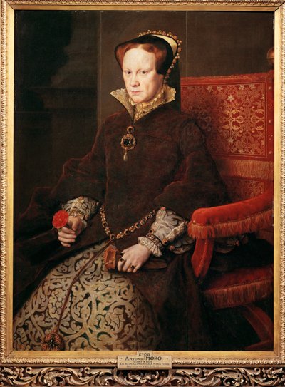 Rainha Maria de Inglaterra, segunda esposa de Filipe II de Espanha de Anthonis van Dashorst (c.1519-1576/77) Mor