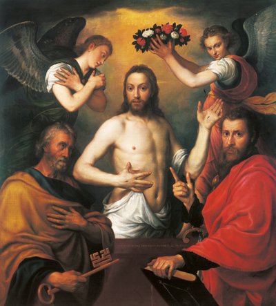 O Cristo ressuscitado com os santos Pedro e Paulo de Anthonis van Dashorst Mor