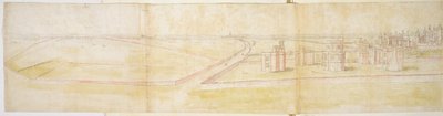 Hampton Court Palace do Norte, c.1544 (caneta, tinta e wc no papel) de Anthonis van den Wyngaerde