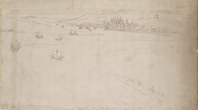 Panorama de Londres como visto de Southwark: Greenwich, 1554 de Anthonis van den Wyngaerde