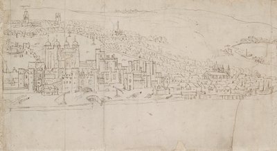 Panorama de Londres como visto de Southwark: A Torre, 1554 de Anthonis van den Wyngaerde