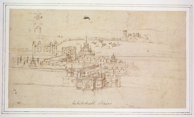 Whitehall Escadas, c.1544 (caneta e tinta no papel) de Anthonis van den Wyngaerde