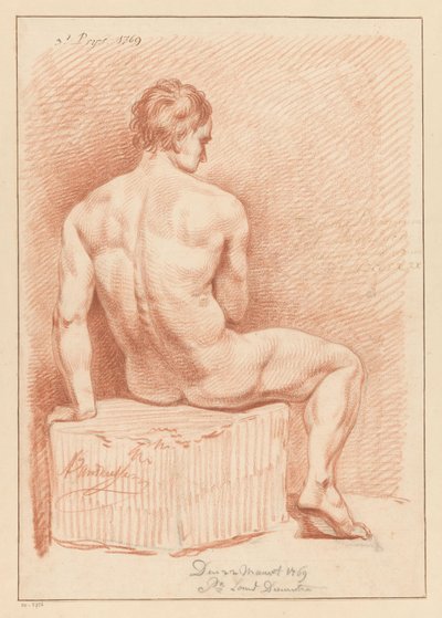 Nu masculino sentado, visto de costas (3º prêmio 1769) de Anthony Andriessen