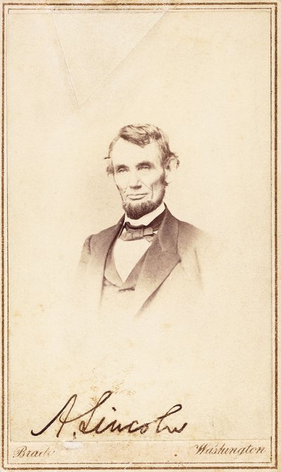 Abraham Lincoln, cartão de visita assinado, 1864 de Anthony Berger